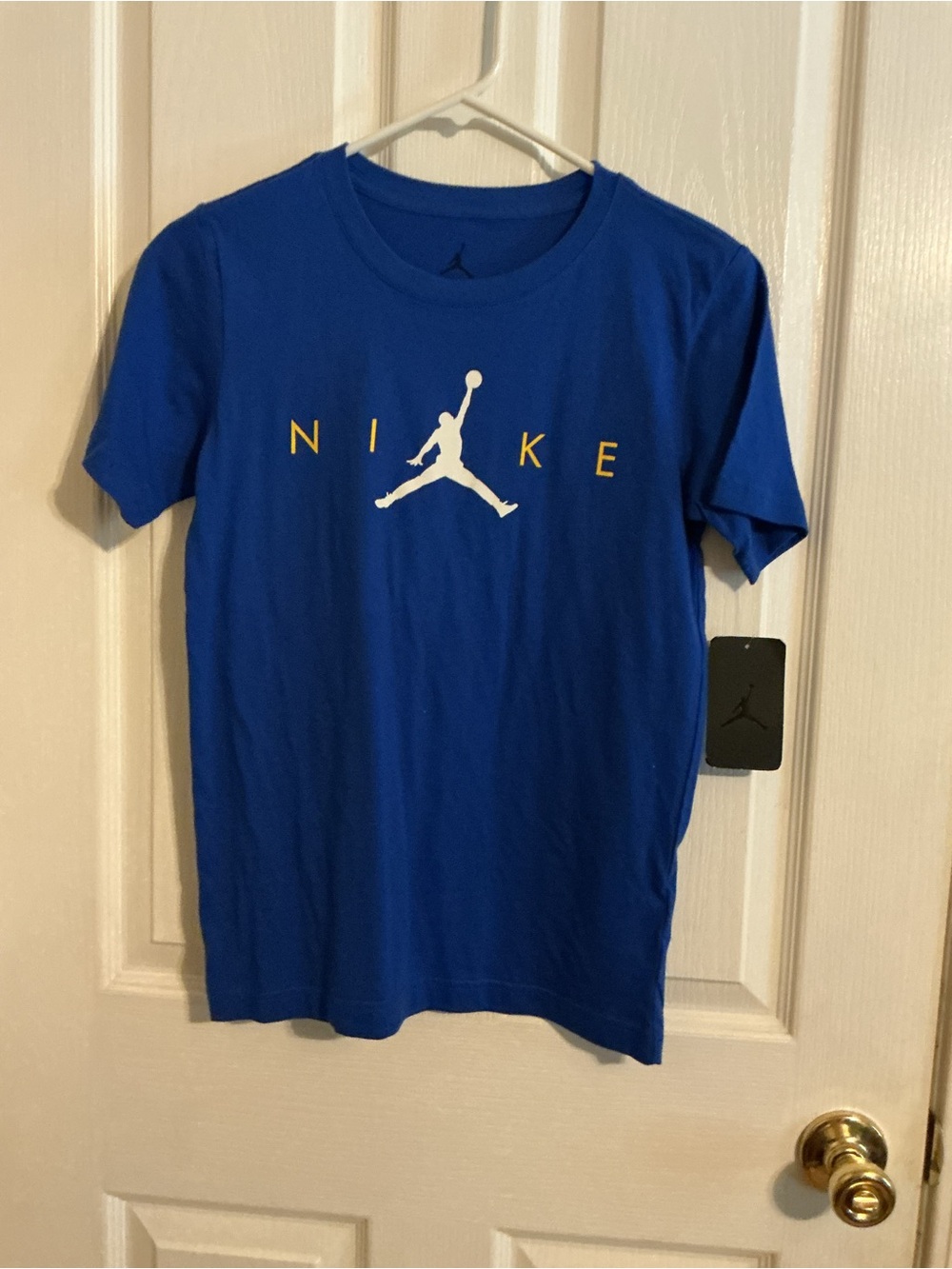 Jordan Racer Blue Graphic Tee with White Tag Detail